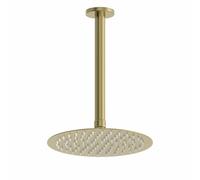 Architeckt® Modern Bathroom Rainfall Drencher Shower Head, Ceiling Mounted Arm, Large Round Stainless Steel Adjustable, Rub Clean Nozzles, Brushed Brass
