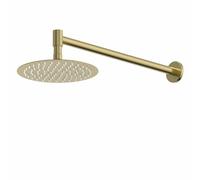 Architeckt® Modern Bathroom Rainfall Drencher Shower Head, Wall Mounted Arm, Large Round Stainless Steel Adjustable, Rub Clean Nozzles, Brushed Brass