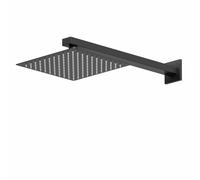 Architeckt® Modern Bathroom Rainfall Drencher Shower Head, Wall Mounted Arm, Large Square Stainless Steel Adjustable, Rub Clean Nozzles, Matt Black