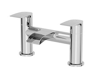 Architeckt® Motala Bathroom Bath Filler Mixer Tap Deck Mounted Round Twin Lever Handle for Bathtub Modern, Chrome