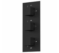 Architeckt® Thermostatic Bathroom Shower Mixer Valve Concealed Triple Outlet Wall Mounted Square Controls Diverter Modern, Matt Black