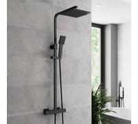 Architeckt Thermostatic Dual Head Bar Mixer Shower - Black, Square