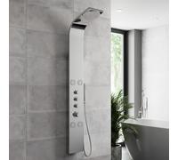 Architeckt® Thermostatic Shower Tower Column Panel, Three Function 3-in1 System with Rainfall Head Handset 4 Body Jets Showers Curved, Polished Chrome