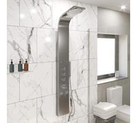 Architeckt® Thermostatic Shower Tower Column Panel, Three Function 3-in1 System with Rainfall Head Handset 4 Body Jets Curved Showers, Polished Chrome