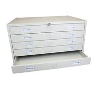 Architects Chest of Drawers Metal Off-white 5 Drawers