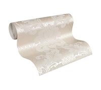 Architects Paper 305441 30544-1 Flocked Non-Woven Wallpaper with Ornaments Baroque 10.05 m x 0.52 m Cream Metallic Made in Germany