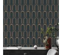 Architects Paper 391762 Non-Woven Wallpaper Black/Beige/Gold Metallic Architects Paper Arcade Retro 10.05 m x 0.53 m Made in Germany