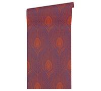 AC60007 - Absolutely Chic Peacock Feather Purple Orange Galerie Wallpaper