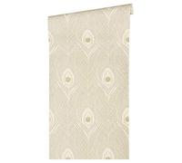 Architects Paper Absolutely Chic 369717 36971-7 Non-Woven Wallpaper with Peacock Feather 10.05 m x 0.53 m Beige Grey Metallic Made in Germany