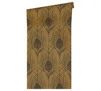 Architects Paper Absolutely Chic Non-Woven Wallpaper with Peacock Feather 10.05 m x 0.53 m Metallic Brown Black Made in Germany 369718 36971-8