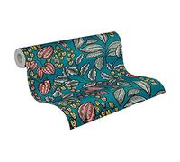 Architects Paper Floral Wallpaper Floral|Impression Non-Woven Wallpaper 10.05 m x 0.53 m Blue Yellow Red Made in Germany 377542 37754-2