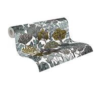 Architects Paper Jungle Wallpaper Floral|Impression Non-Woven Wallpaper 10.05 m x 0.53 m Green Grey Yellow Made in Germany 377573 37757-3