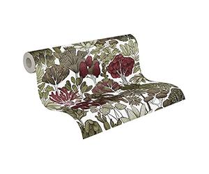 Architects Paper Jungle Wallpaper Floral|Impression Non-Woven Wallpaper 10.05 m x 0.53 m Green Yellow White Made in Germany 377572 37757-2