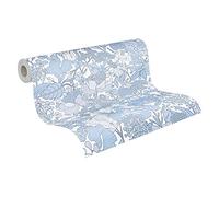 Architects Paper Jungle Wallpaper Floral|Impression Non-Woven Wallpaper 10.05 m x 0.53 m Grey Blue White Made in Germany 377566 37756-6
