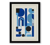 Architectural Blues Geometric Framed Wall Art Print A2 (59.4×42cm) Black, Wall Decor for Living Room, Bedroom, Office & Home, Ready to Hang, Art Gift