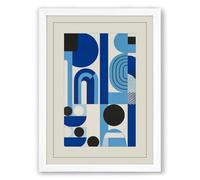 Architectural Blues Geometric Framed Wall Art Print A2 (59.4×42cm) White, Wall Decor for Living Room, Bedroom, Office & Home, Ready to Hang, Art Gift