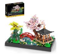 Architectural Building Set, 2280Pcs Japanese Zen Gardens and Meditation Cherry Blossom Garden Pavilion Bridge Mini Building Set, Botanical Sakura Collection Building Set for Adults and Children