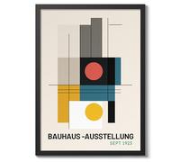 Architectural Construction Bauhaus Poster Mid Century Modern Wall Decor Print, Abstract Geometric Wall Art Boho Abstract Artwork Architecture, Archival Matte, A5 (Black Frame) - 21x14.8cm