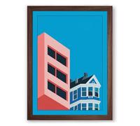 Architectural Contrast Modern Framed Wall Art Print A4 (29.7×21cm) Walnut, Wall Decor for Living Room, Bedroom, Office & Home, Ready to Hang, Art Gift