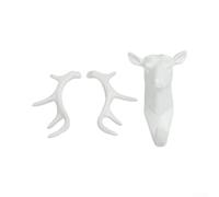 Architectural Deer Head Wall Hook Balancing Elegance And Functionality Plastic Hanger For Keys Hats Accessories In Black White Or Gray 18.5x17 cm For(白色)