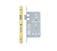Architectural DIN Bathroom Sash Lock 78mm Centres 60mm Backset Radius Corners - Premium Mortice Bathroom Door Lock - Hardware Fittings Included (Polished Brass)