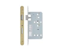 Architectural DIN Bathroom Sash Lock 78mm Centres 60mm Backset Radius Corners - Premium Mortice Bathroom Door Lock - Hardware Fittings Included (Satin Brass)