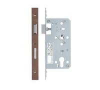 Architectural DIN Sash Lock 72mm Centres 55mm Backset Door Lock for Interior and Commercial Use (Bronze)