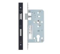 Architectural DIN Sash Lock 72mm Centres 55mm Backset Door Lock for Interior and Commercial Use (Matt Black)