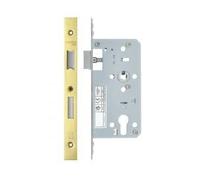 Architectural DIN Sash Lock 72mm Centres 55mm Backset Door Lock for Interior and Commercial Use (Polished Brass)
