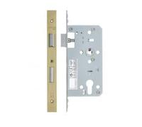 Architectural DIN Sash Lock 72mm Centres 55mm Backset Door Lock for Interior and Commercial Use (Satin Brass)