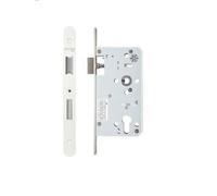 Architectural DIN Sash Lock 72mm Centres 60mm Backset Radius Corners Door Lock for Interior and Commercial Use (Powder Coat White)