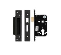 Architectural Euro Profile Sash Lock 64mm with 45mm Backset Heavy Duty Mortice Lock Case for Wooden and Metal Doors Fittings Included (Black)