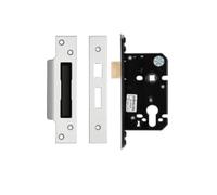 Architectural Euro Profile Sash Lock 64mm with 45mm Backset Heavy Duty Mortice Lock Case for Wooden and Metal Doors Fittings Included (Satin Stainless Steel)