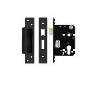 Architectural Euro Profile Sash Lock 76mm with 57mm Backset Reversible Latch Heavy Duty Mortice Lock Case for Wooden and Metal Doors Fittings Included (Black)