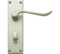 Architectural Hardware Howdens Bertelli Chrissi Satin Nickel Door Handles 1 Pair (Bathroom Lock Door Handle Set)