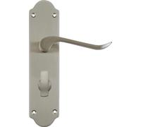 Architectural Hardware Howdens Bertelli Satin Nickel Chrissi Shaped Door Handles 1 Pair (Bathroom Lock Door Handle Set)