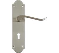 Architectural Hardware Howdens Bertelli Satin Nickel Chrissi Shaped Door Handles 1 Pair (Sash Lock Door Handle Set)