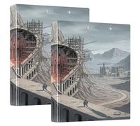 Architectural Heart Ruins D Rings Binders with Pockets 1 Pack 1.5 Inch Office Binder Office Supply for Letter Size (11" X 8.5")