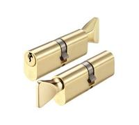 Architectural Oval Profile Cylinder 70mm with Turn - High-Security Lock Barrel Keyed to Differ - Hardware Fittings Included (Polished Brass)