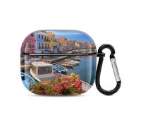 Architectural Prints of Seaside Towns Bluetooth Headset Cover Hard Shell Earbuds Case Protective Cover Compatible with Airpods 3