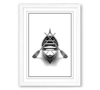Architectural Rowboat Industrial Framed Wall Art Print A1 (84.1×59.4cm) White, Wall Decor for Living Room, Bedroom, Office & Home, Ready to Hang, Art Gift