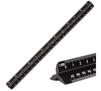 Architectural Scale Ruler, 12 Inch/30cm Aluminum Triangular Scale Ruler with Metric Ratios 1:20, 1:25, 1:50, 1:75, 1:100, 1:125 for Architects, Engineers, Students & Draftsmen - Black