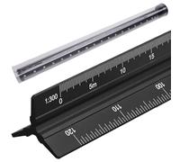 Architectural Scale Ruler, 30cm Ruler Aluminum Triangular Scales Rulers Metric 6 scales Metric 1:100, 1:200, 1:250, 1:300, 1:400, 1:500 for Architects,Engineers, Students(Black)