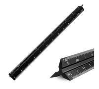 Architectural Scale Ruler, 30cm Triangular Aluminum Ruler with Metric Ratios 1:20-1:125 - Ideal for Architects, Students, Draftsmen and Engineers, Black