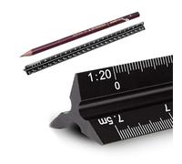 Architectural Scale Ruler,Aluminum Triangular Scale Ruler 30cm,Durable & Precise Scaleruler Architect,Scaleruler 1:20 1:25 1:50 1:75 1:100 1:125,for Architects,Students,Draftsman and Engineers(Black)