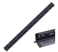 Architectural Scale Ruler, Aluminum Triangular Scale Ruler Metric 1:20, 1:25, 1:50, 1:75, 1:100, 1:125 Standard 12 Inch for Architects, Students, Draftsman and Engineers-Black