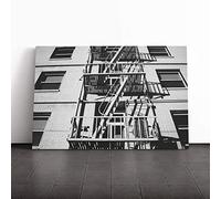 Architecture Building Stairway Canvas Print | Gallery Wrapped 30mm Frame Wall Art | 30x20 inches | Ready to Hang | Modern Cityscape Picture | Living Room Bedroom Lounge Office