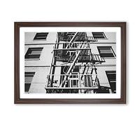 Architecture Building Stairway Framed Print | A2 Walnut Framed Wall Art | Ready to Hang | Modern Cityscape Picture | Living Room Bedroom Lounge Office