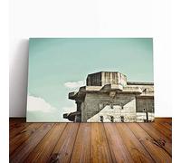 Architecture Bunker House Canvas Print | Gallery Wrapped 30mm Frame Wall Art | 20x14 inches | Ready to Hang | Modern Cityscape Picture | Living Room Bedroom Lounge Office