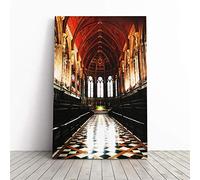 Architecture Church Cambridge Canvas Print | Gallery Wrapped 30mm Frame Wall Art | 20x14 inches | Ready to Hang | Modern Cityscape Picture | Living Room Bedroom Lounge Office